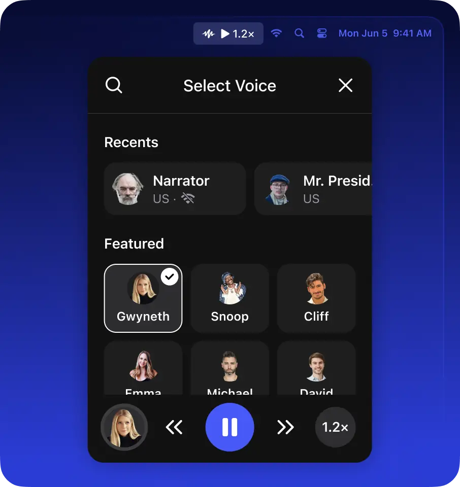human like voices options screenshot